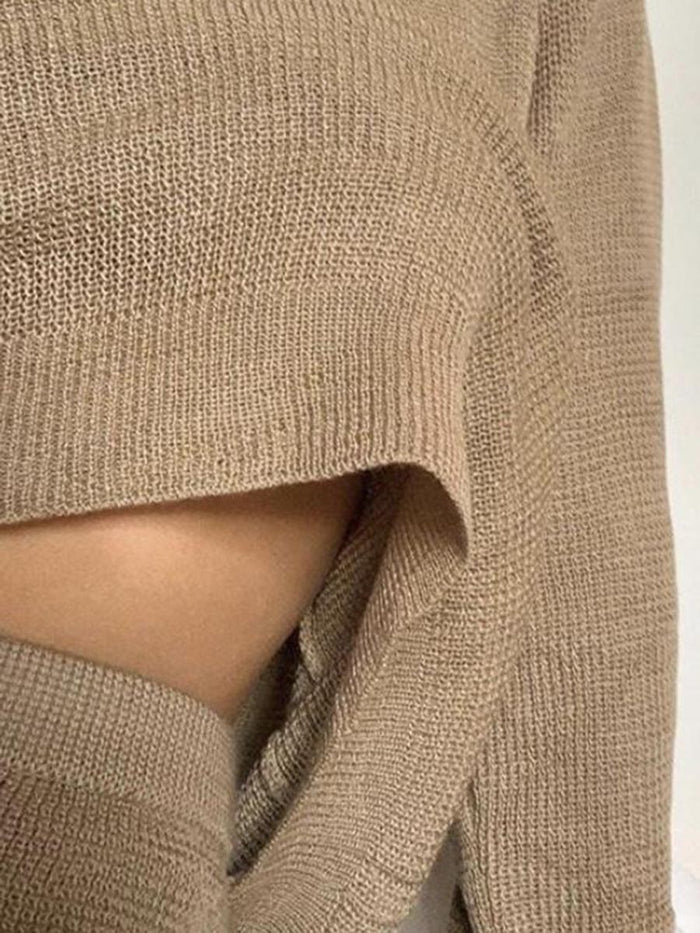 Solid Color Loose Round Neck Long Sleeve Sui