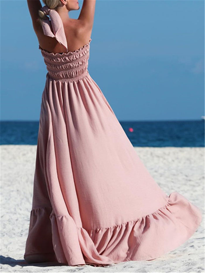 Solid Color Tube Top Big Swing Loose Dress