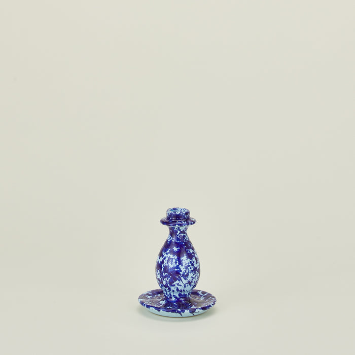 Small splatter candle holder in sky and cobalt