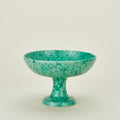 Splatterware footed bowl in sage and green