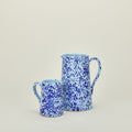 Large and small splatterware pitcher in sky and cobalt