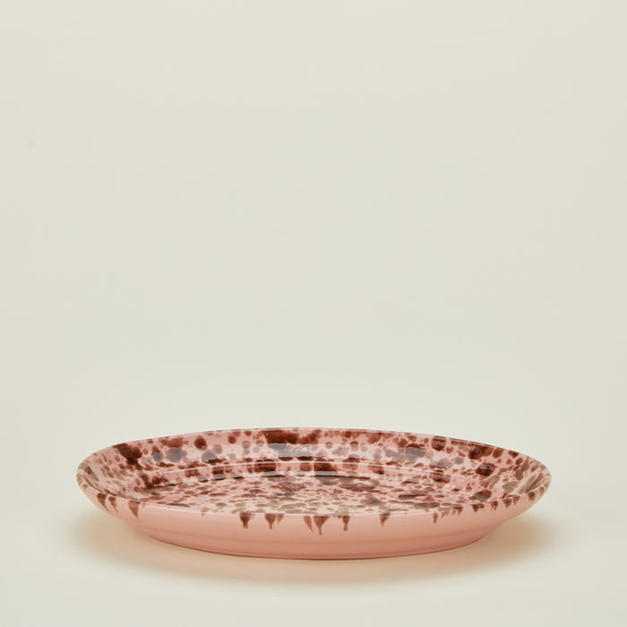 Splatterware serving platter in blush and terracotta