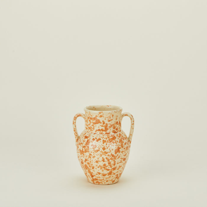 Small splatterware vase in ivory and bronze