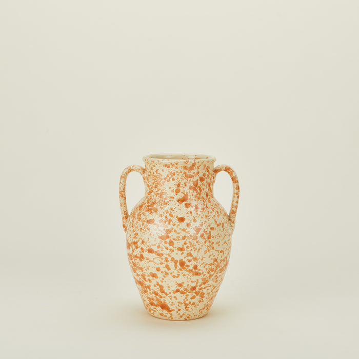 Large splatterware vase in ivory and bronze