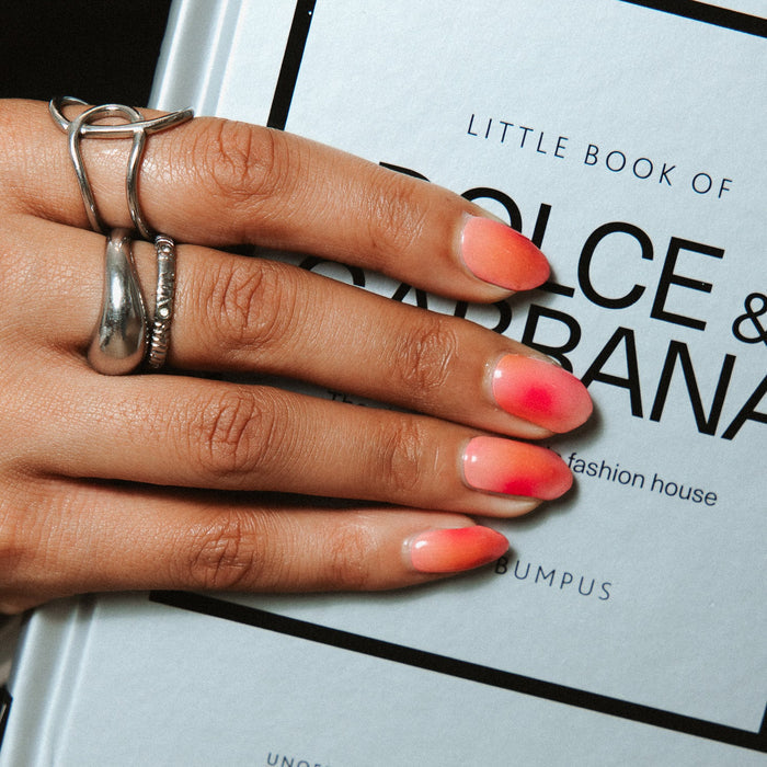 Spot On Maniac Nails Pink orange colorfull nail art design stickers on hand on Dolce & Gabbana book
