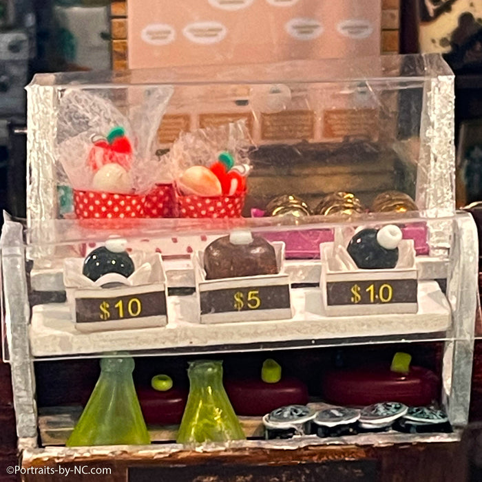 miniature pastries and drinks