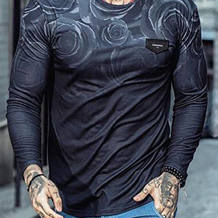 Street Style Round Neck Long Sleeve Printed T-Shirt