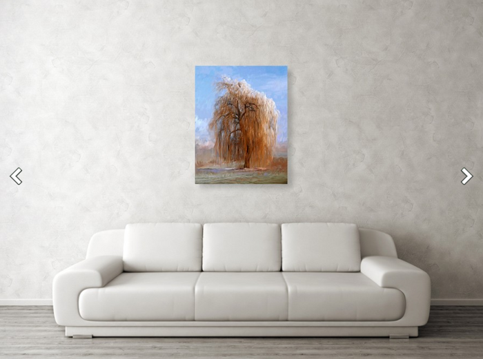 Stretched Canvas Print - The Lone Willow Tree - Landscape Print over sofa