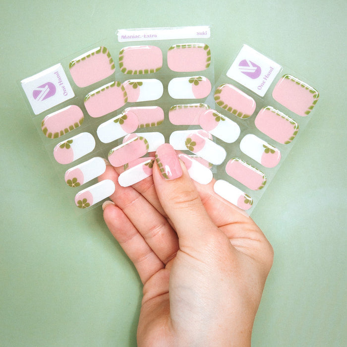 Suki Maniac Nails Gellak Stickers Manicure 3 Sheets green and white