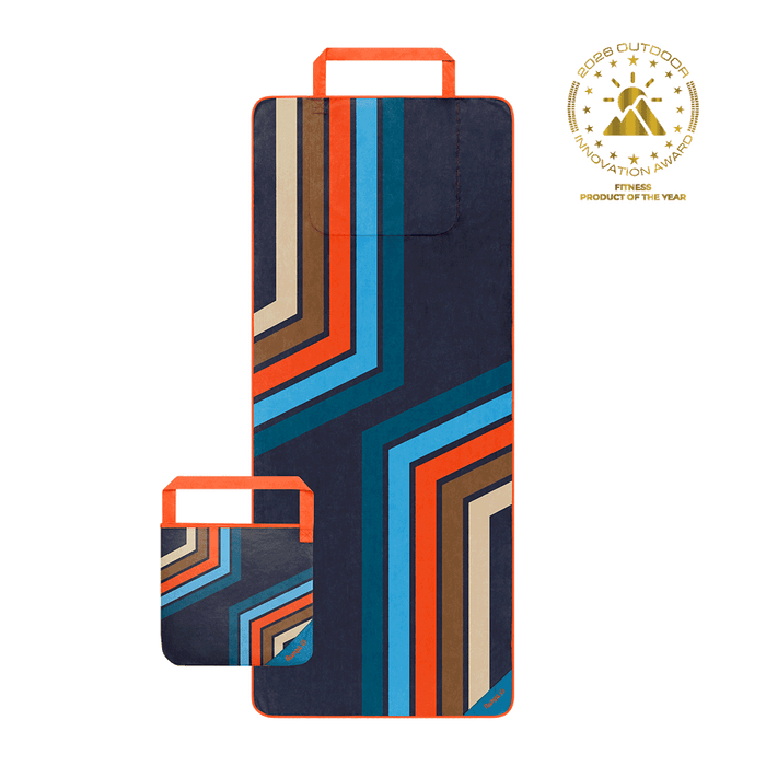 Rumpl Tech Towel Tote - Midnight Retro Stripes Tech Towel Tote - Midnight Retro Stripes | Rumpl Blankets For Everywhere Tech Towel Tote