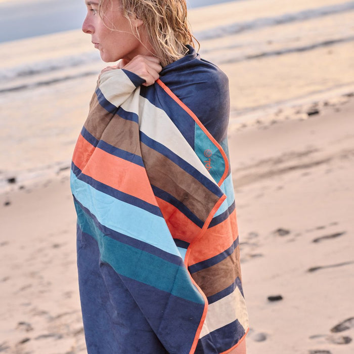 Rumpl Tech Towel Tote - Midnight Retro Stripes Tech Towel Tote - Midnight Retro Stripes | Rumpl Blankets For Everywhere Tech Towel Tote