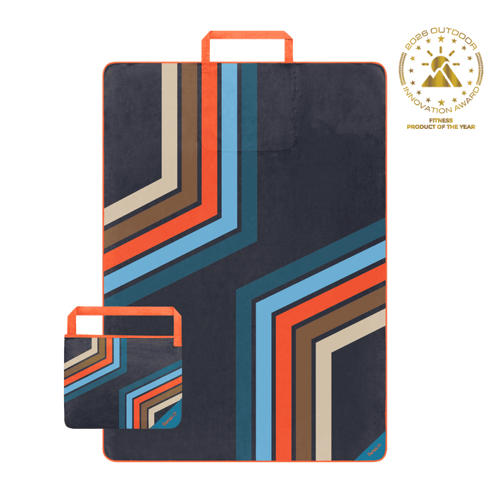 Rumpl Tech Towel Tote Double - Midnight Retro Stripes Tech Towel Tote Double - Midnight Retro Stripes | Rumpl Blankets For Everywhere Tech Towel Tote