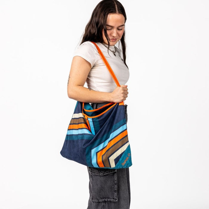 Rumpl Tech Towel Tote Double - Midnight Retro Stripes Tech Towel Tote Double - Midnight Retro Stripes | Rumpl Blankets For Everywhere Tech Towel