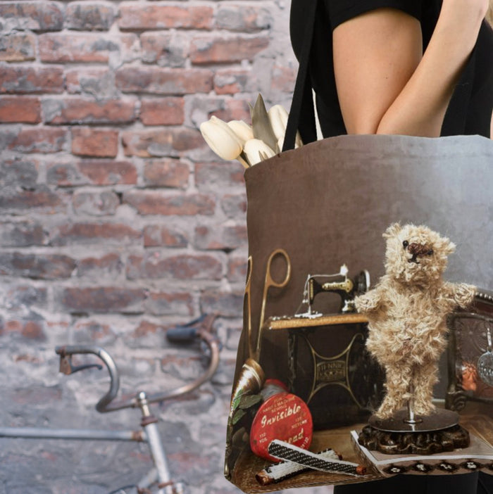 teddy bear tote on model