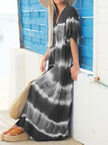 Tie-dye Striped Leisure Vacation Maxi Dress
