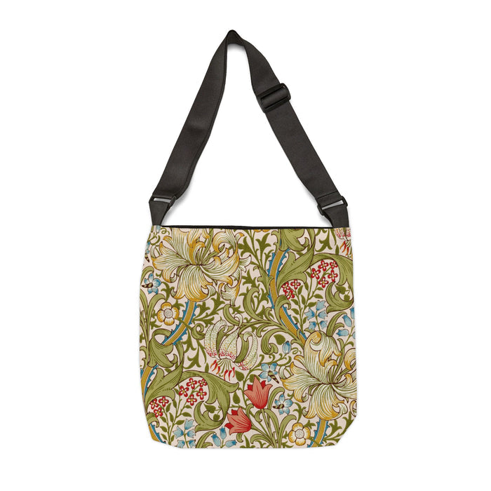Tote Bag - Golden Lilly William Morris Design-Premium All-Over Print Shoulder Bag