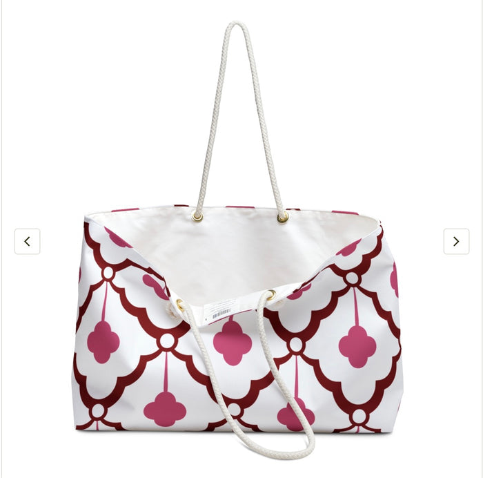 Tote Bag Pink and White Modern Organic Print in Burgundy and Fuchsia  interior