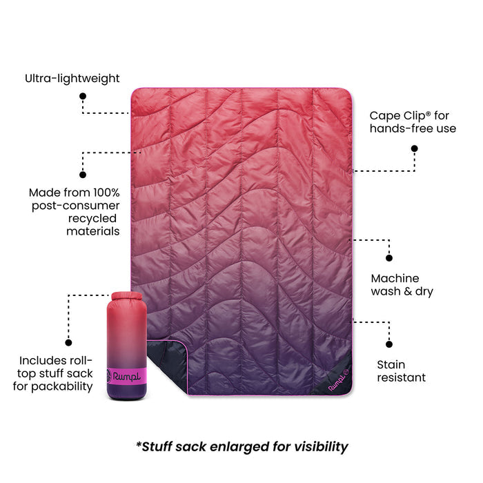 Rumpl Travel Puffy Blanket - Berry Fade Travel Puffy Blanket - Berry Fade | Rumpl Blankets For Everywhere Printed Travel