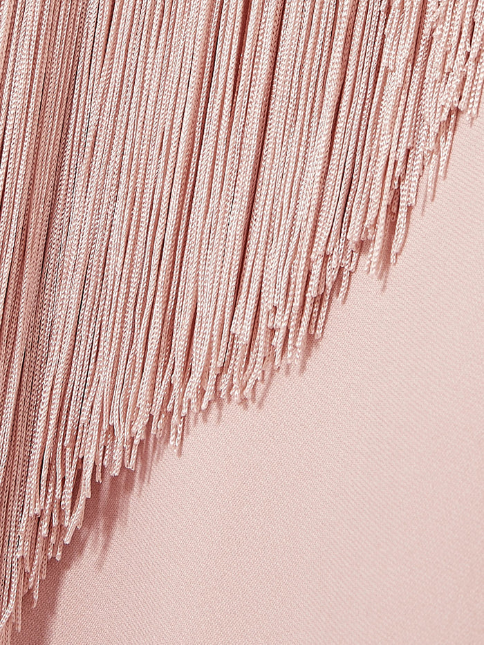 Tulle-paneled Fringed Mini Dress