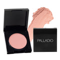 Palladio Under Eye Brightener compact in shade Soft Pink with cream texture swatch.