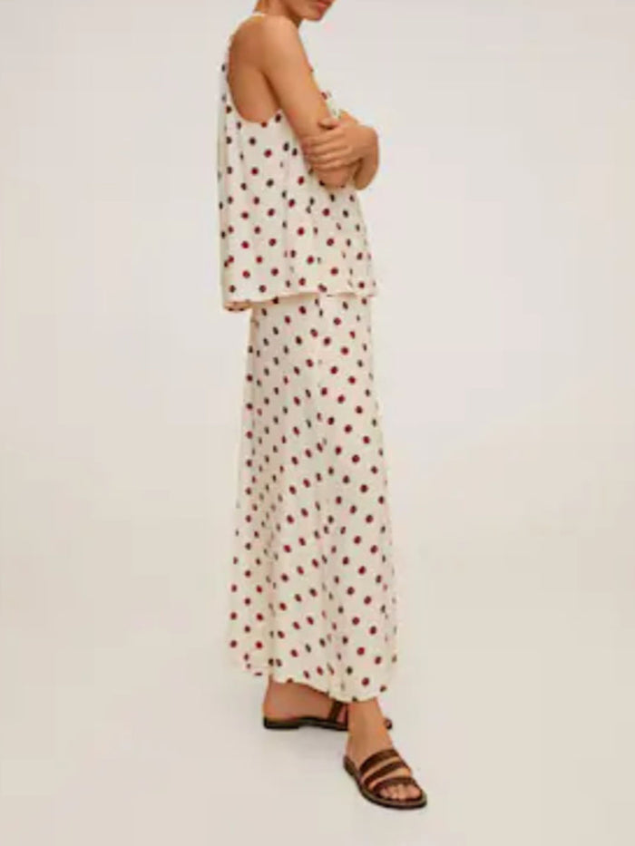 V-neck Polka Dot Sleeveless Suit