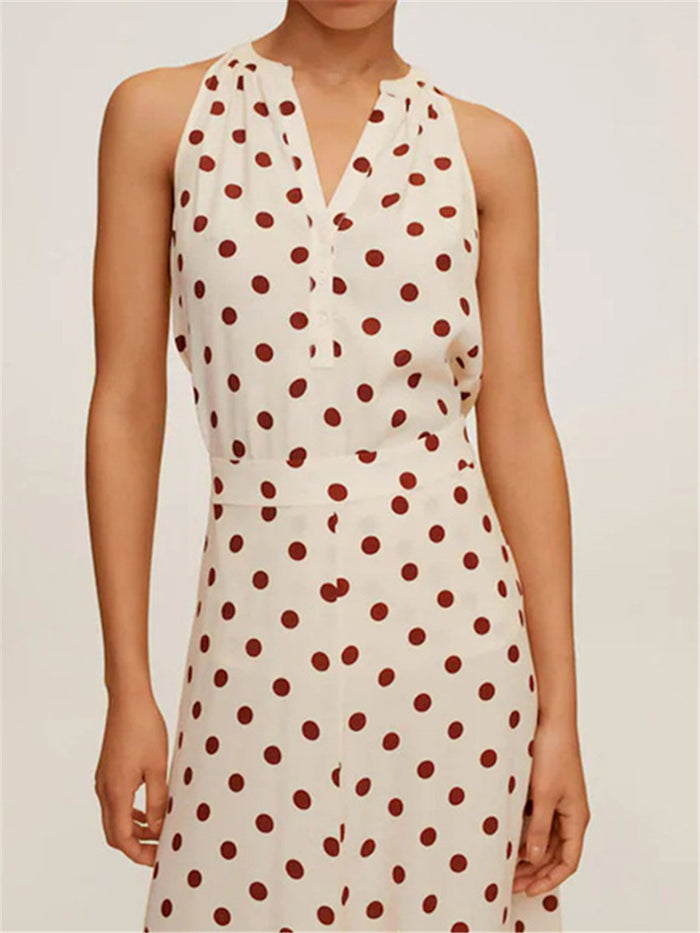 V-neck Polka Dot Sleeveless Suit
