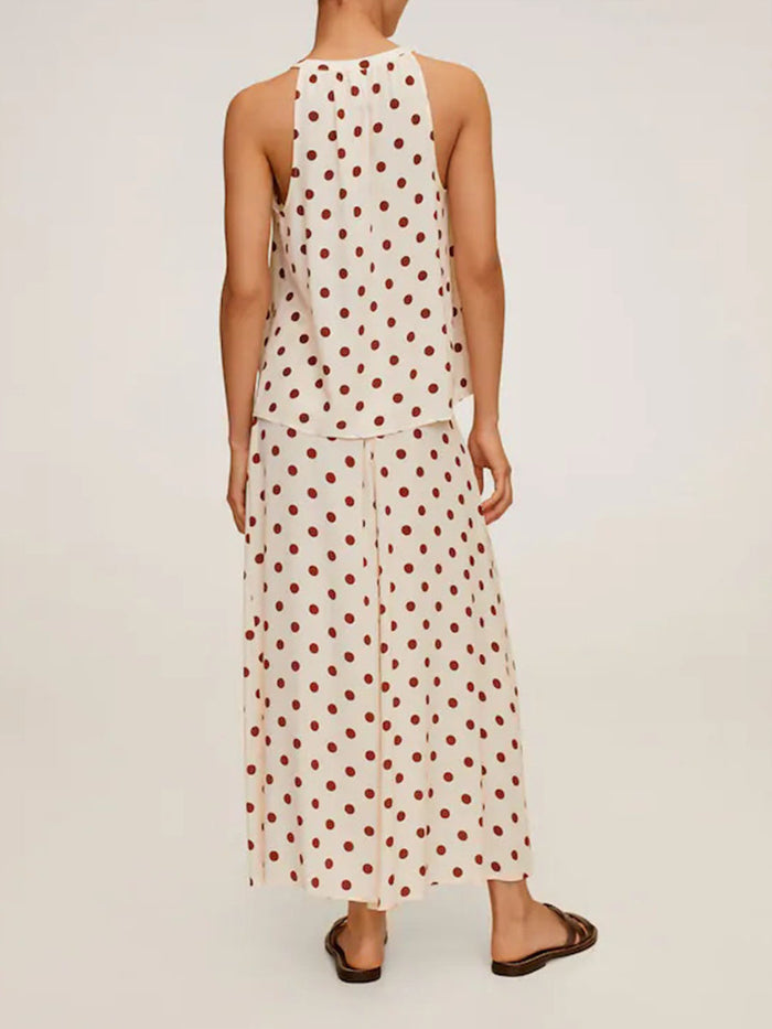 V-neck Polka Dot Sleeveless Suit