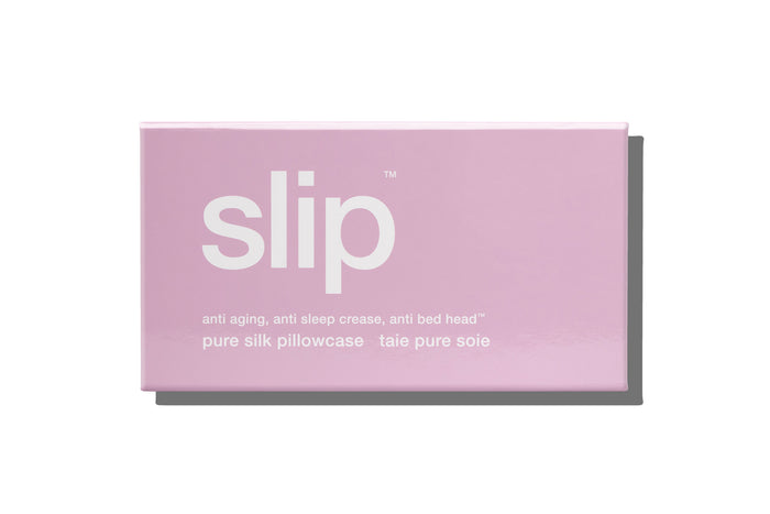 A lilac slip king pillowcase packaging box on a white background.