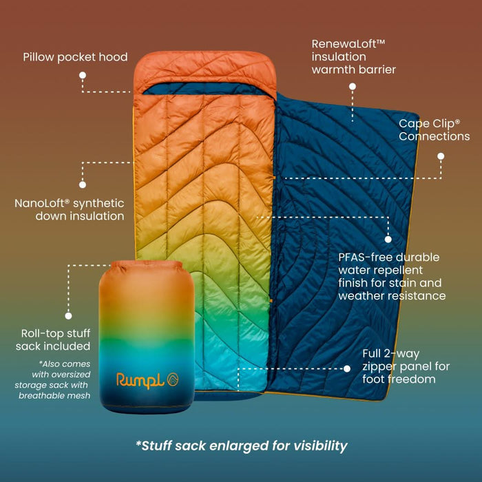 Rumpl Wrap Sack 20° Sleeping Bag  - Baja Fade The Wrap Sack 20° Sleeping Bag - Baja Fade | Rumpl Wrap Sack